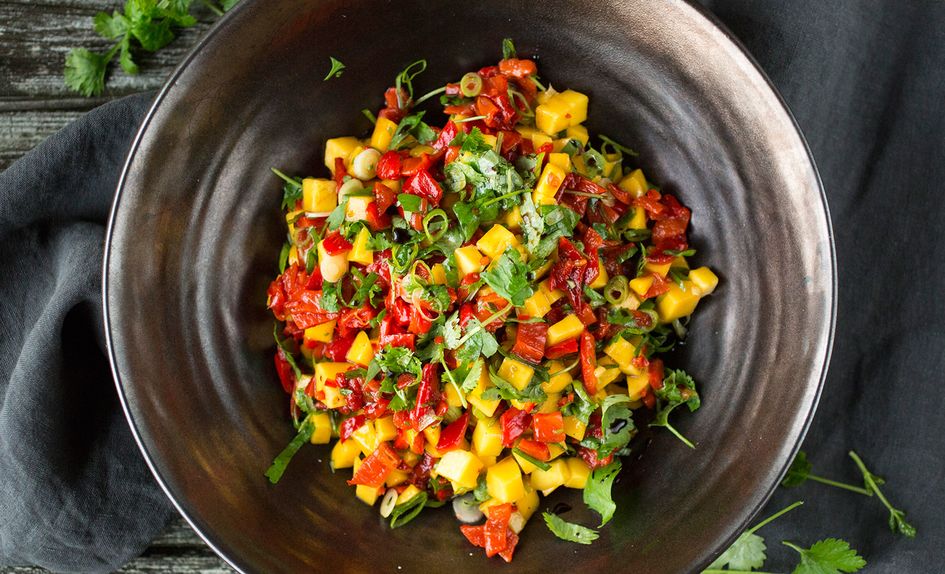 Grillet paprika, mango og chilisalsa Grillet paprika, mango og chilisalsa
