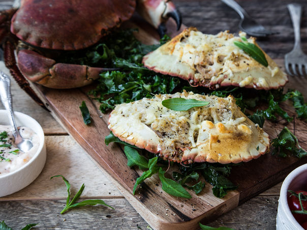 Gratinert krabbeskjell Gratinert krabbeskjell