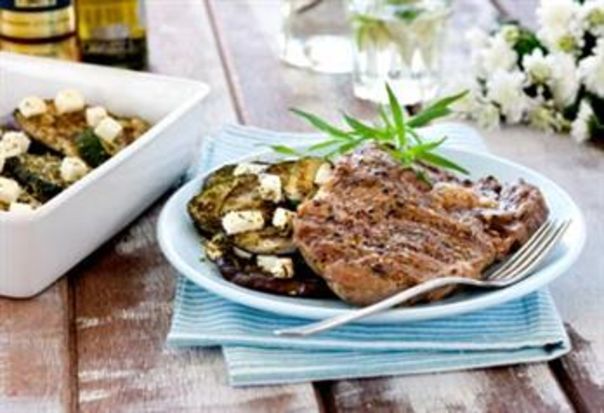 Entrecôte med aubergine og squashform Entrecôte med aubergine og squashform