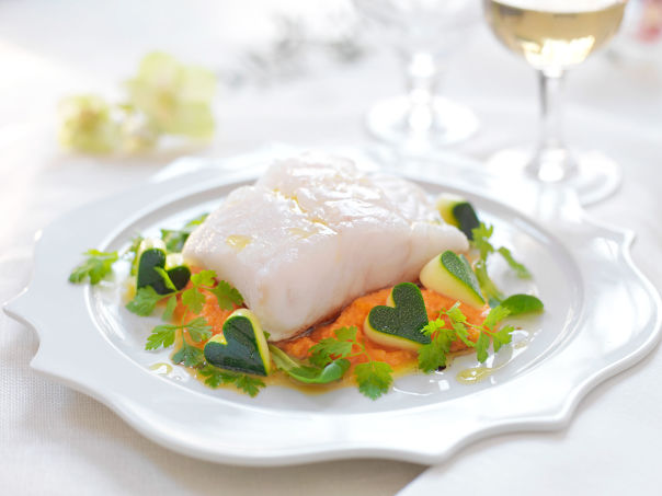 Skrei med gulrotpuré Skrei med gulrotpuré
