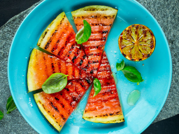 Grillet vannmelon med lime Grillet vannmelon med lime