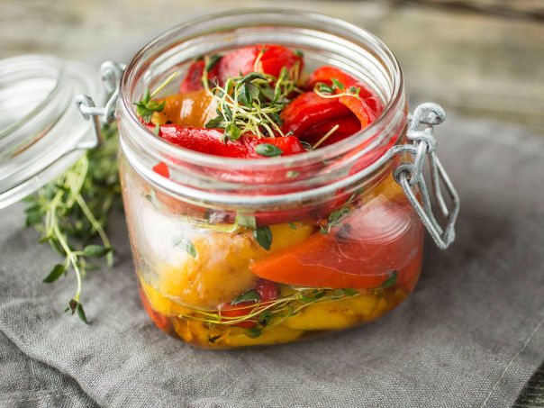 Grillede paprika i olivenolje Grillede paprika i olivenolje