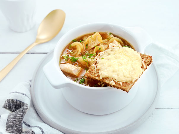 Fransk løksuppe med kalkun Fransk løksuppe med kalkun