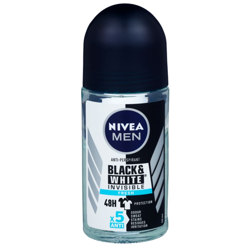 Nivea Men Invisible Black & White Roll-on – 50 Ml, 48h Schutz Ohne Weiße Flecken