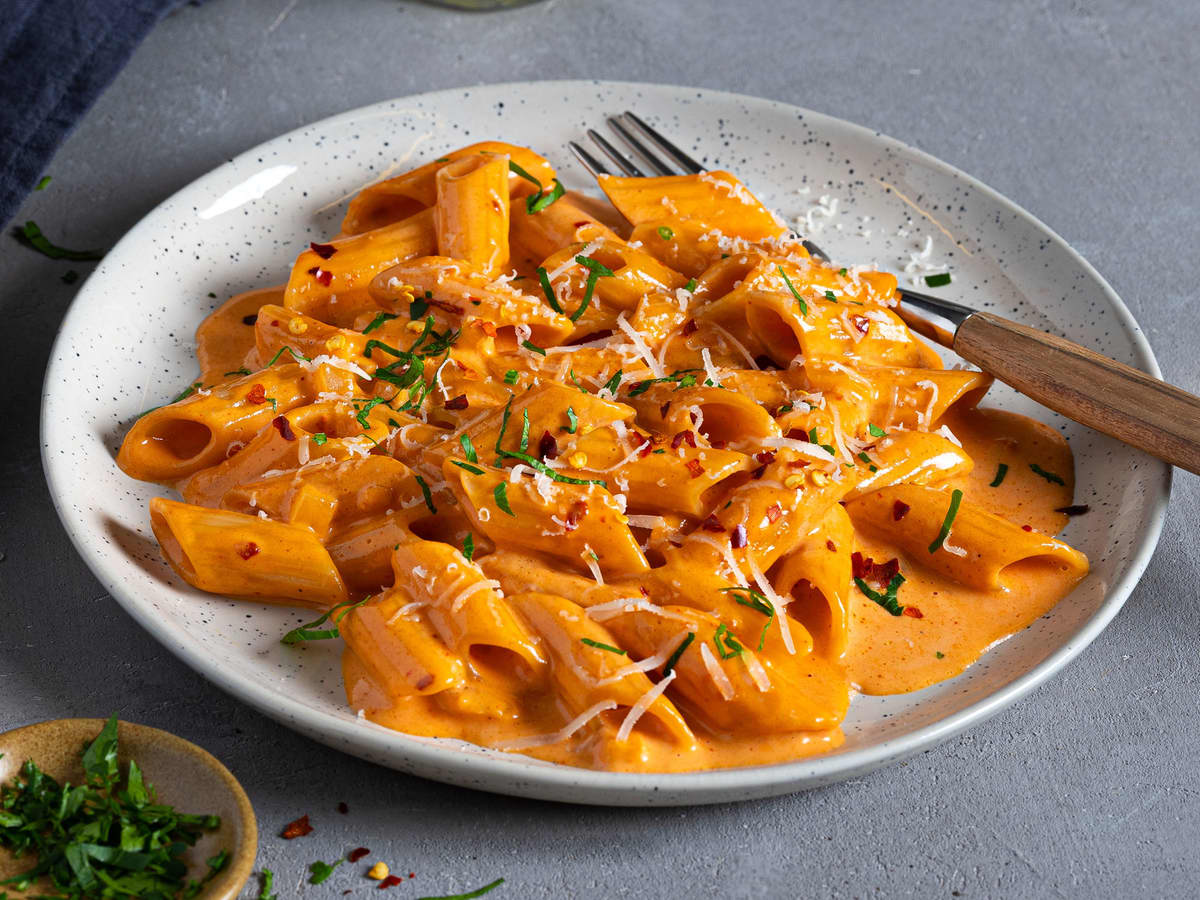 Pasta ala Vodka Vodkapasta Tiktok pastatrend Meny.no