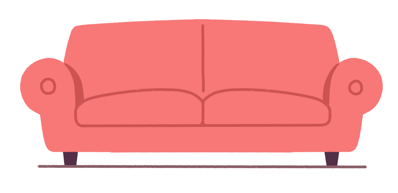 Illustrasjon av rød sofa