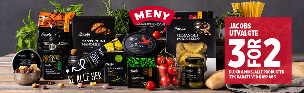 Nå er det 3 for 2 på alle varene fra Jacobs Utvalgte hos Meny