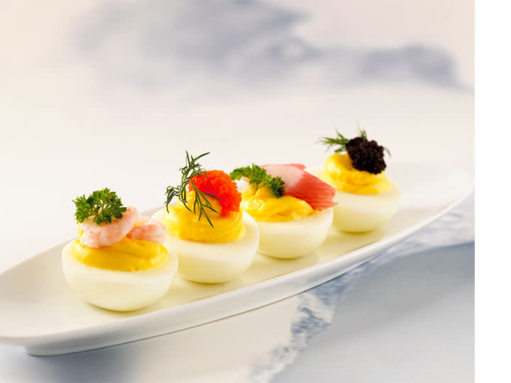 Surimi oppskrift - fylte egg med lodderogn
