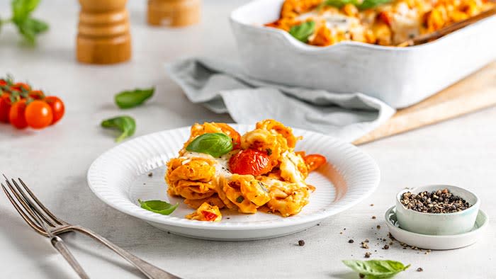 Tallerken med tortellinigrateng