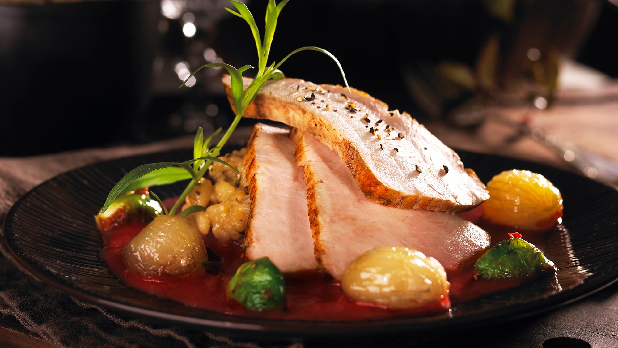 Hovedrett med kalkun.