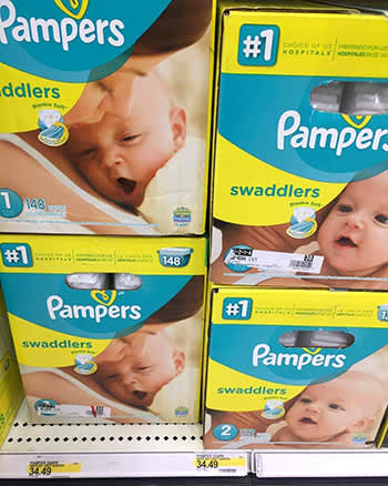 På Target i USA må du ut med fire ganger så mye per bleie for de minste størrelsene, enn hva du betaler på KIWI.