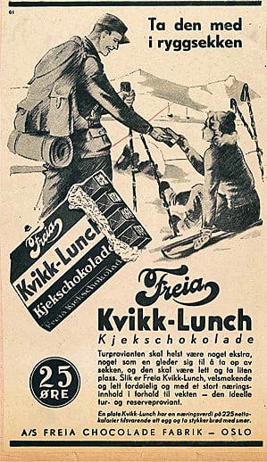 Kvikk Lunsj-reklame anno 1937.