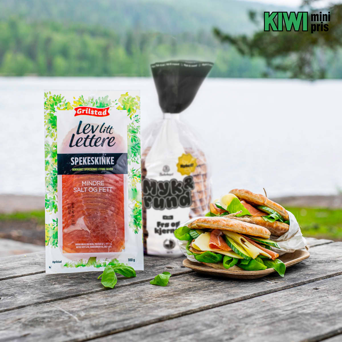 Bakehuset Myk&Rund med Frø og kjerner med Grilstad Lev litt lettere spekeskinke og ferdigsmurt sandwich
