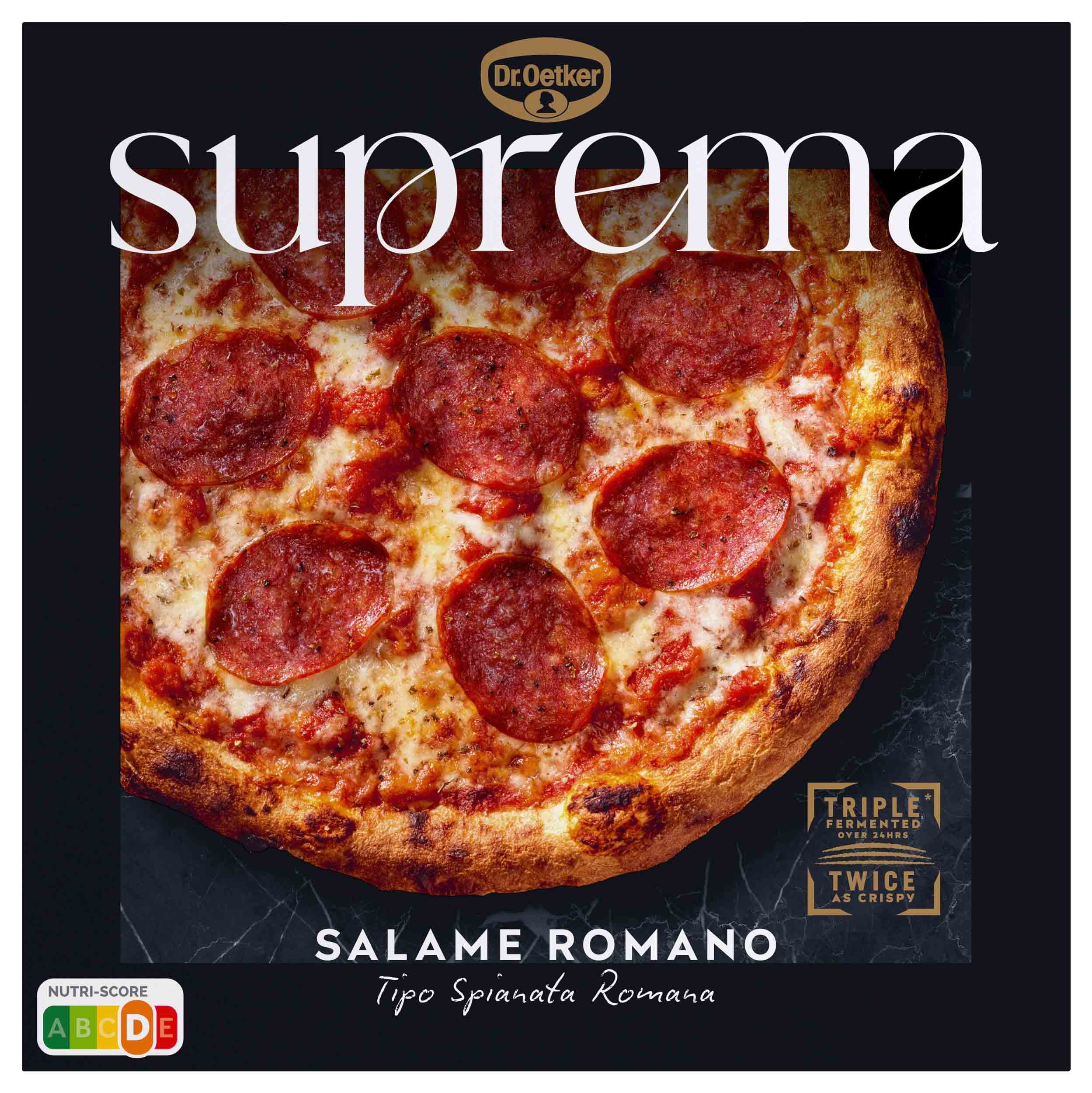 Produktbilde av frossenpizza Suprema Salame Romano fra Dr. Oetker