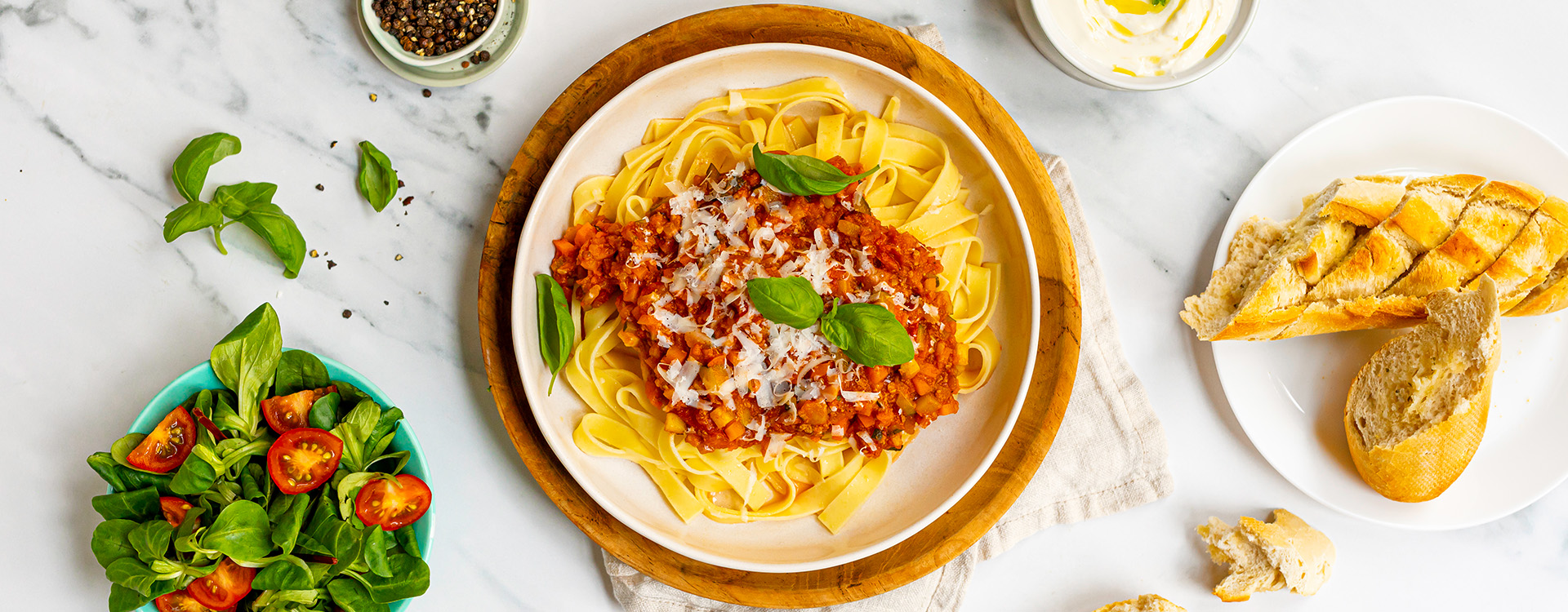 Tagliatelle med karbonadedeig og ekstra grønnsaker