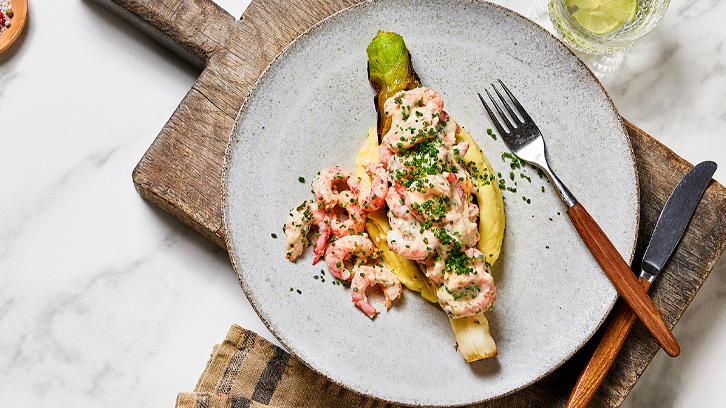 Grillet purre med potetkrem og ostesaus