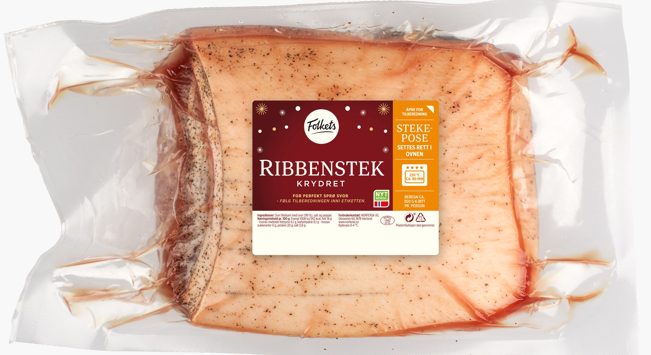 Svin Ribbenstek Krydret i Stekepose Ca1,3kg