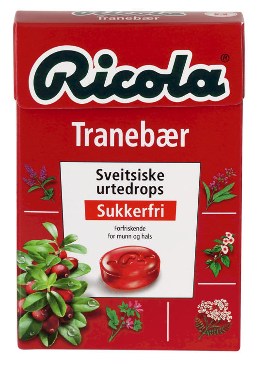 Ricola Tranebær Sukkerfri 50g