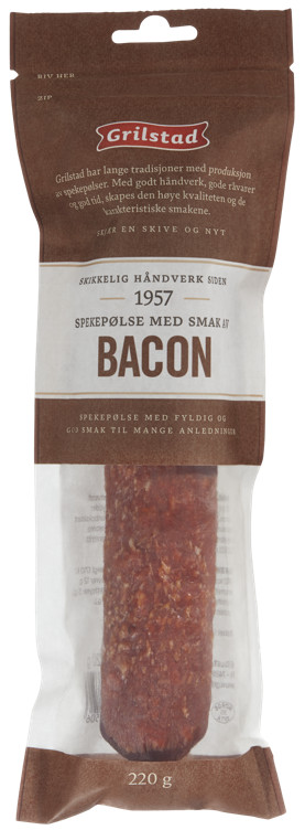 Bacon Spekepølse hel 220g Grilstad