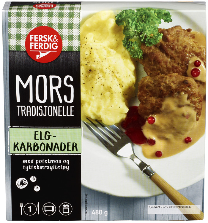 Elgkarbonader m/Potetmos 480g Fersk&Ferdig