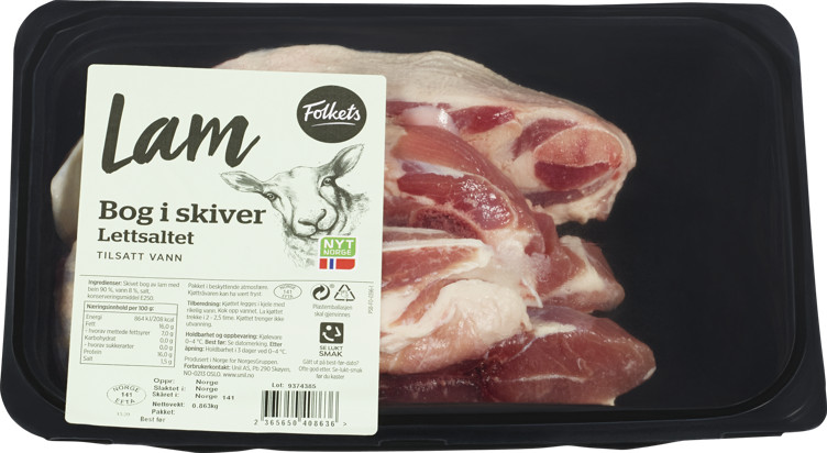 Lam Bog i skiver Lettsaltet ca 1kg Folkets