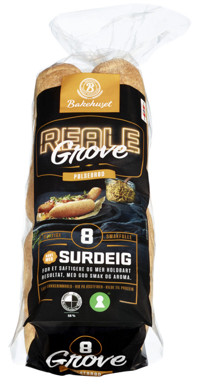 Pølsebrød Grove 8stk 360g Reale