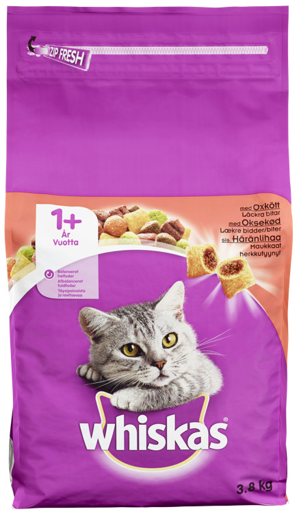 Whiskas Oksekjøtt 1+ 3,8kg