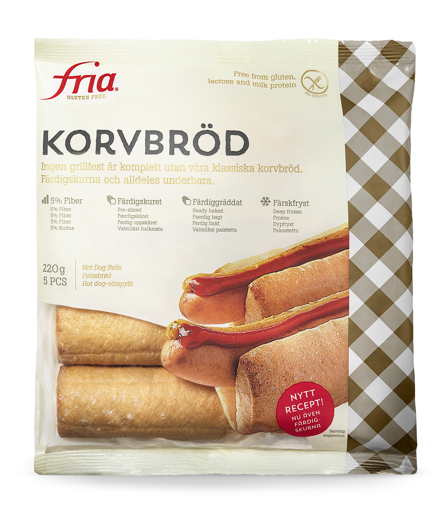 Pølsebrød glutenfri 220g Fria