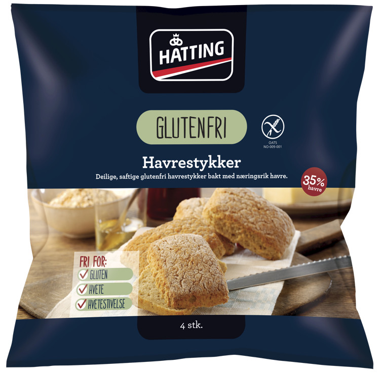 Havrestykker glutenfri 4stk 320g Hatting