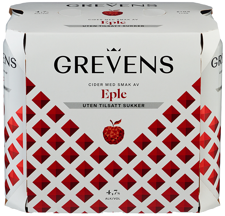 Grevens Cider Eple u/Sukker 0,5lx6 boks