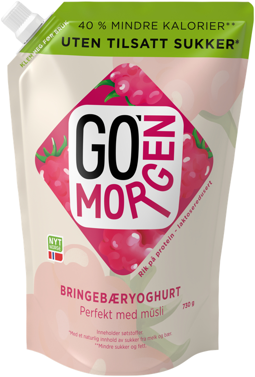 Go Morgen Yoghurt Bringebær uten 730g Tine