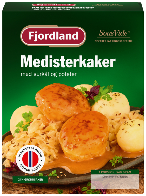 Medisterkaker m/Surkål 540g Fjordland