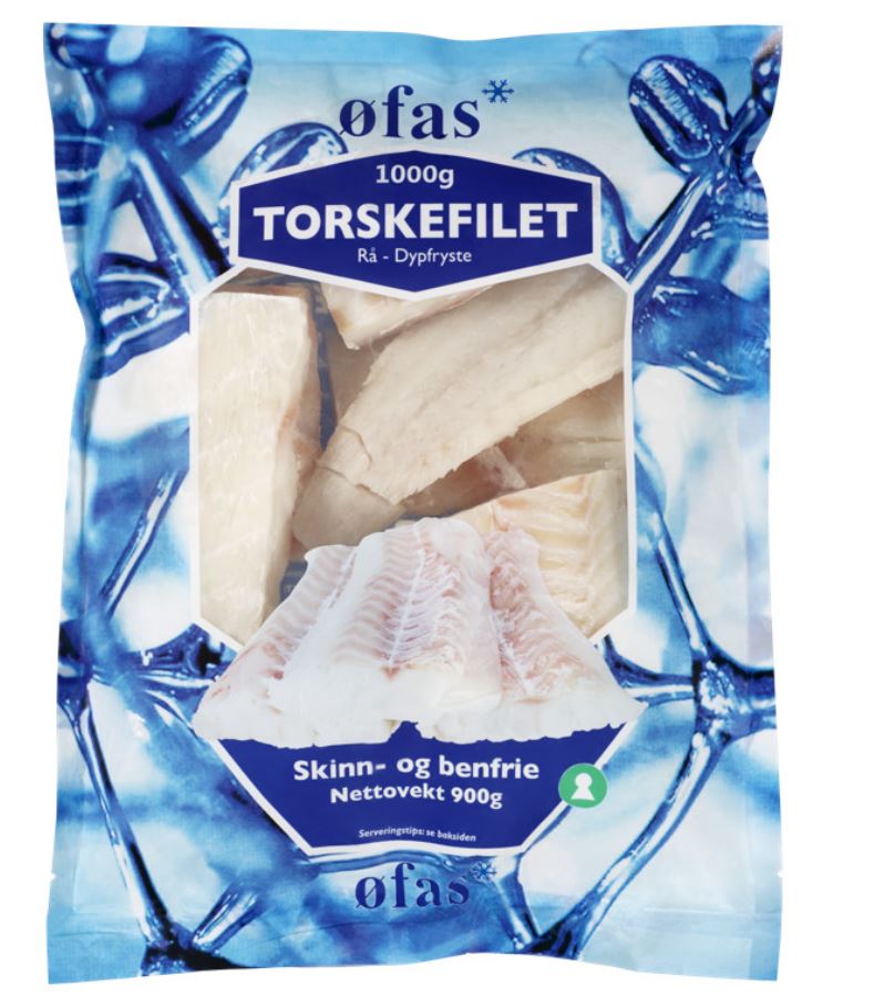 Torskeporsjoner Renskåret Skinn&Benfri 900g