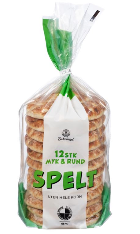 Myk&Rund Spelt 12stk 450g Bakehuset