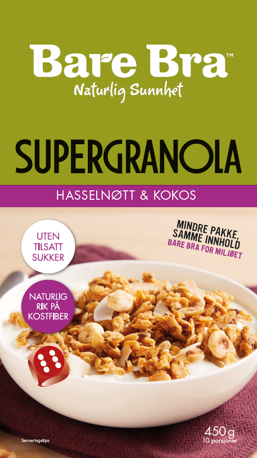 Granola - Kakao&Bringebær 430g Bare Bra