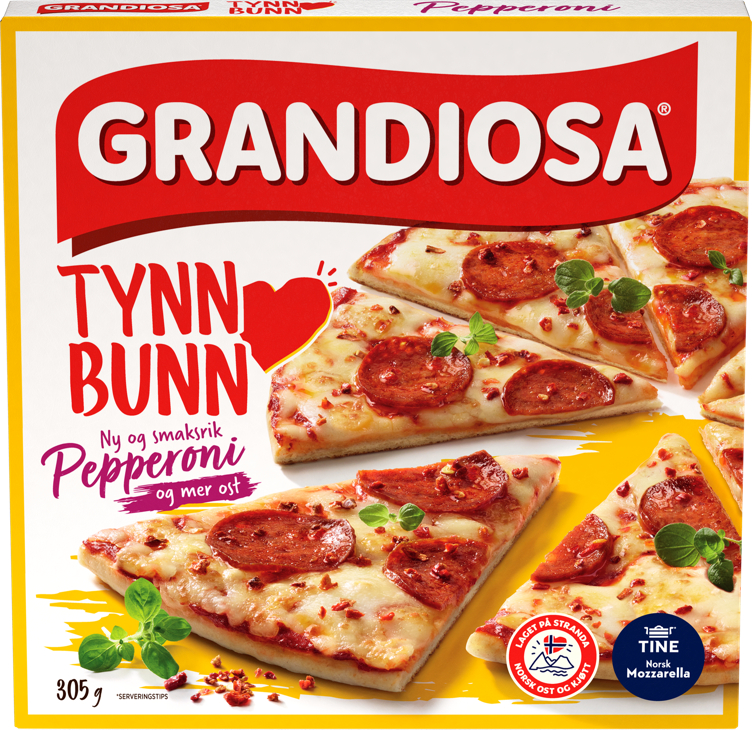 Grandiosa Pizza Tynn Bunn Prima Pepperoni 305g