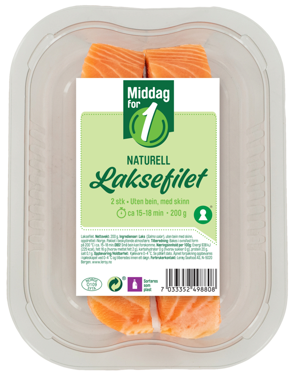 Laks Porsjoner m/Skinn 2x100g Billig Middag