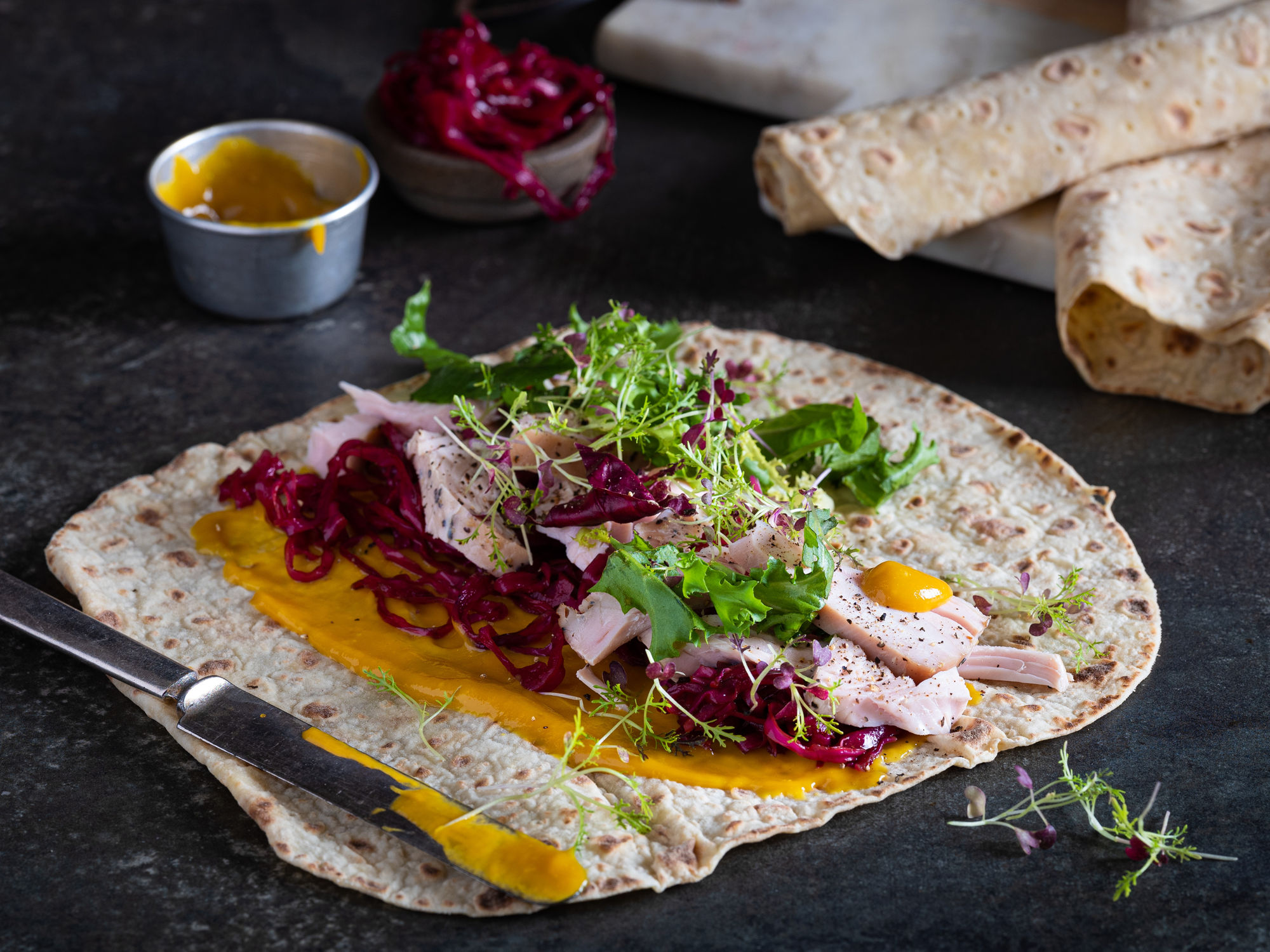 Rester av kalkun i lefse