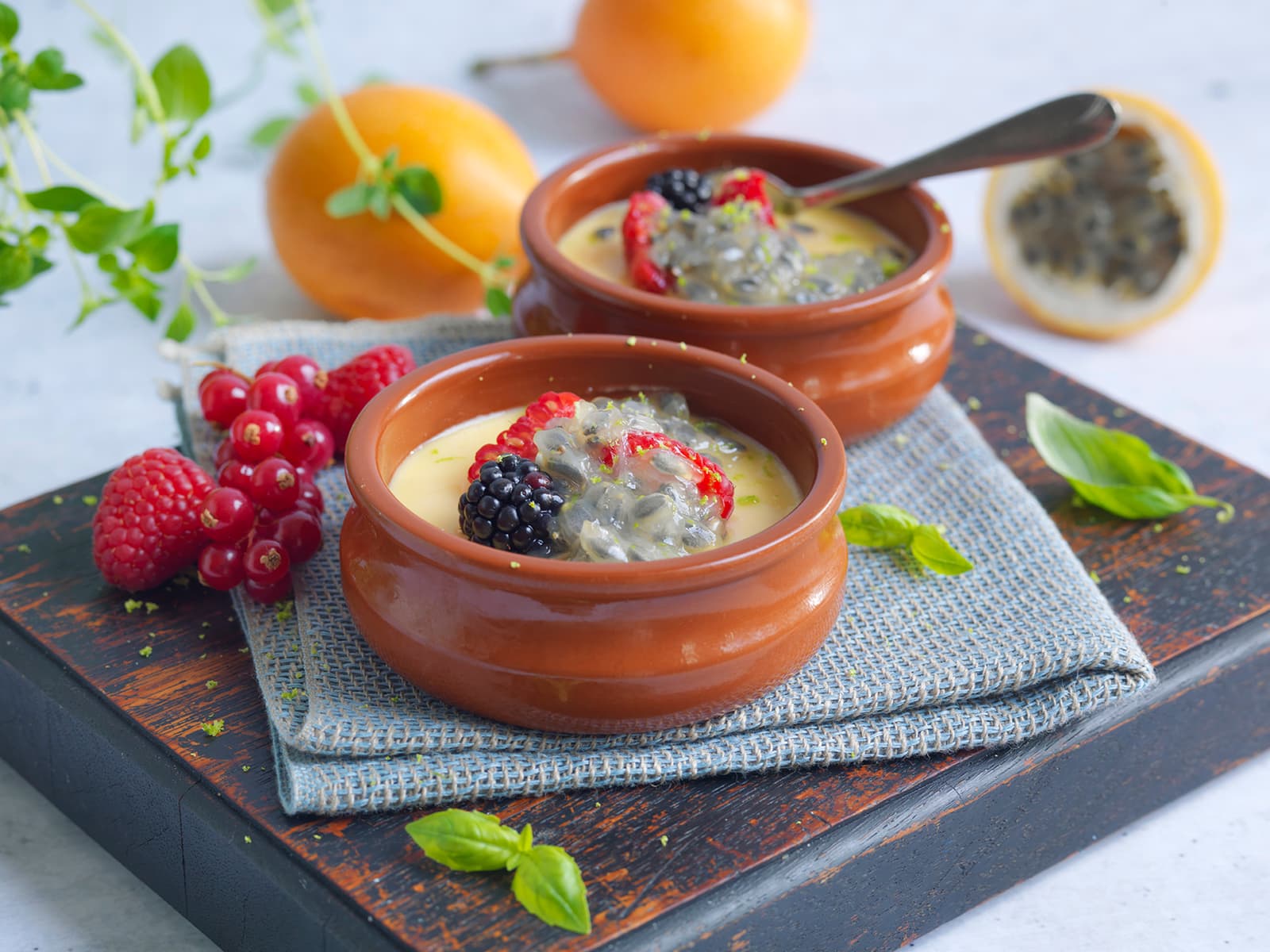 Crème brûlée med grenadilla