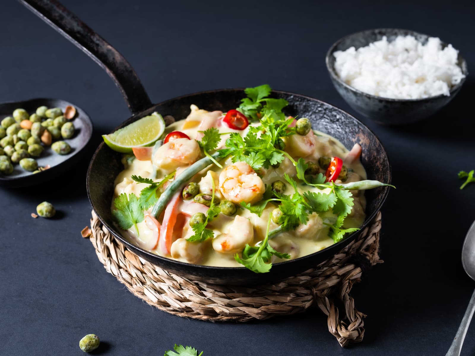 Green curry med villreker