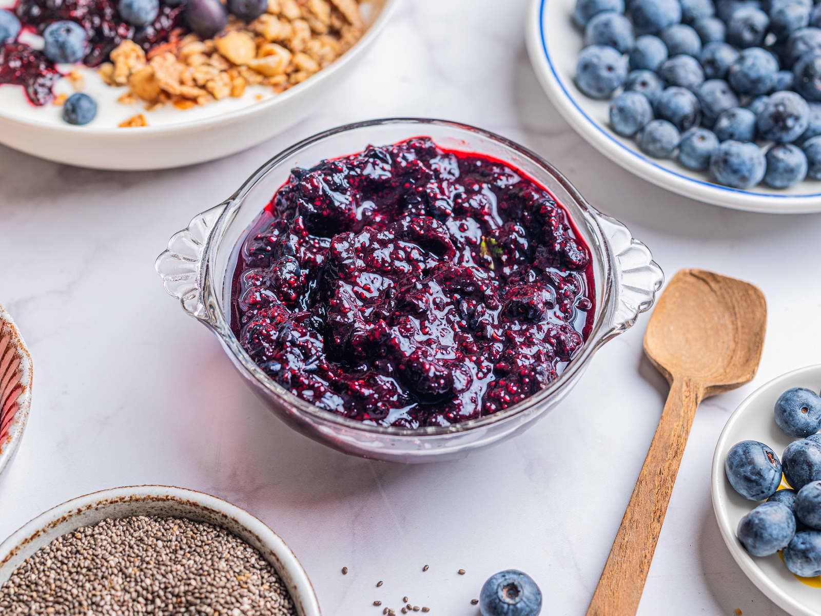 Rørte blåbær med chiafrø