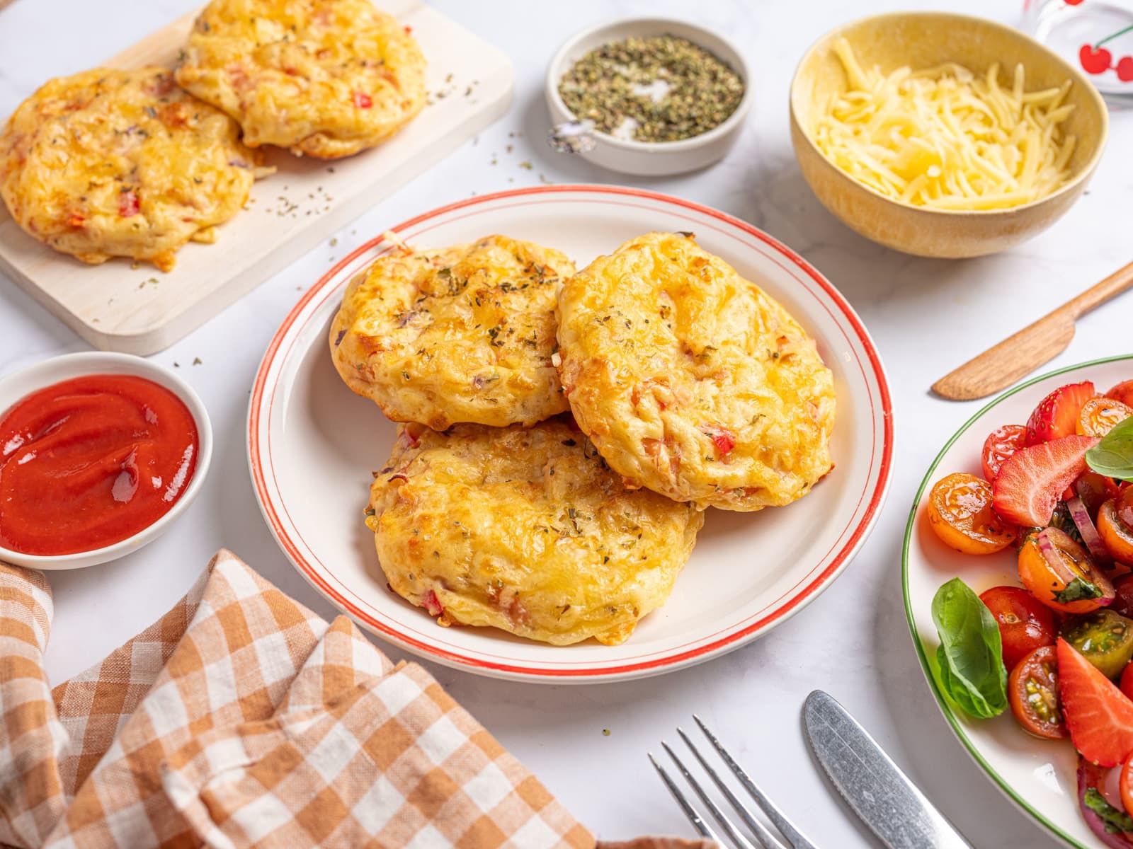 Pizzaboller med cottage cheese