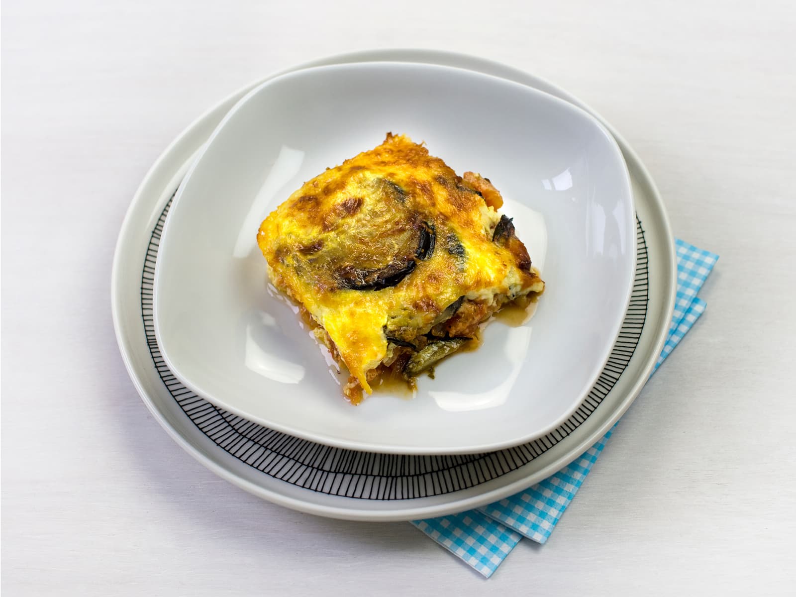 Gratinert aubergineform