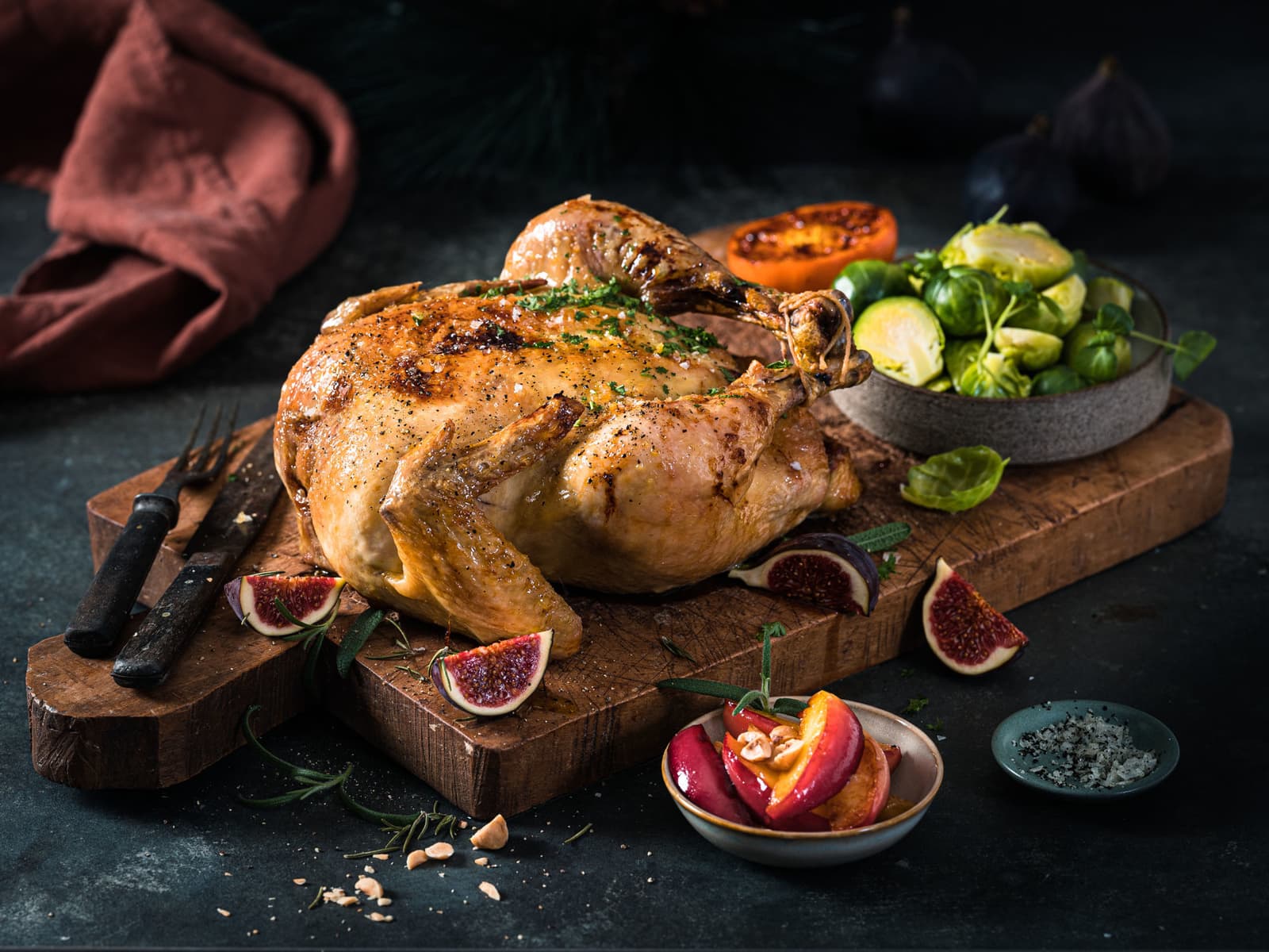 Helstekt kylling til jul