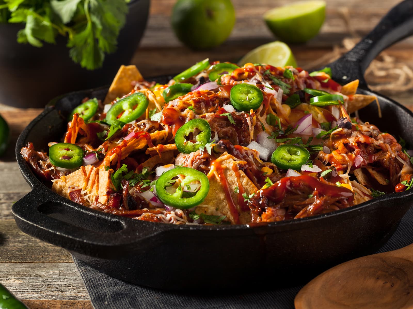 Loaded nachos med pulled pork