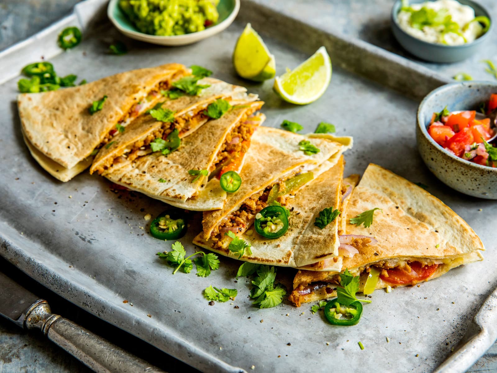 Kjøttfri quesadillas med vegetardeig