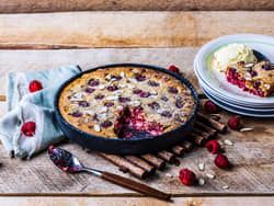 Clafoutis med bringebær