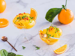 Appelsinsorbet med mango og chili