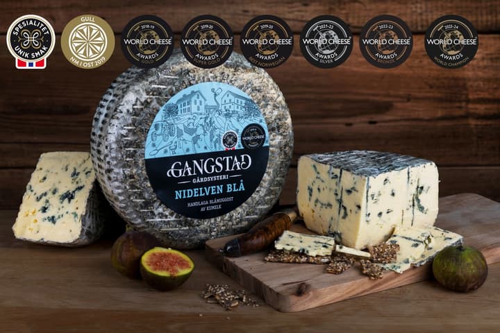 Nidelven Blå er en prisvinnende blåmuggost som smaker aller best når den får moden i fem til 12 måneder. Prøv den sammen med fikenmarmelade med portvin