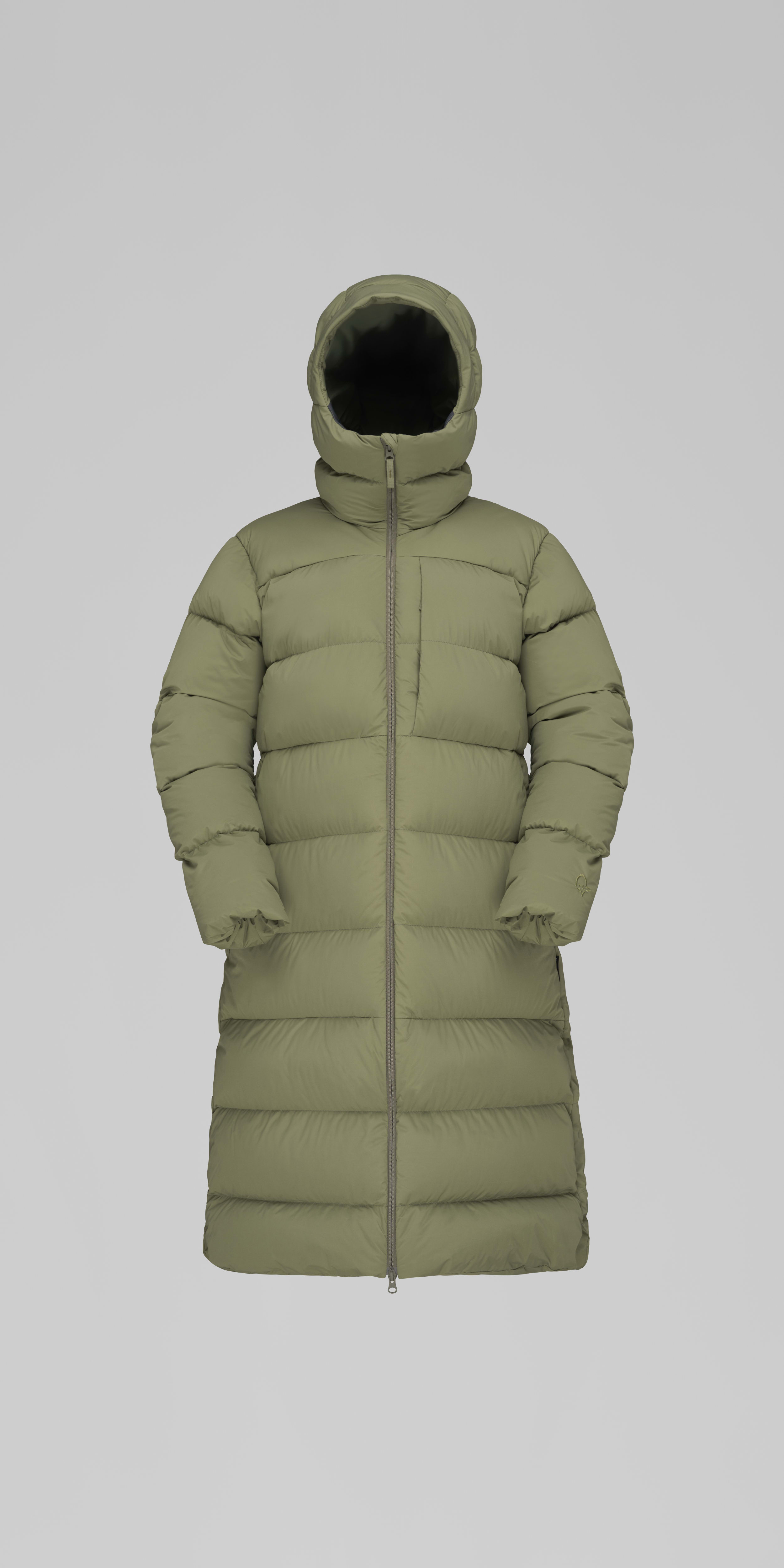 Packshot front image of femund down700 Coat Deep Lichen Green